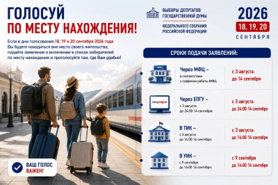 Пункт приема заявлений о включении избирателя в список избирателей по месту нахождения на выборах депутатов Государственной Думы Федерального Собрания Российской Федерации девятого созыва
